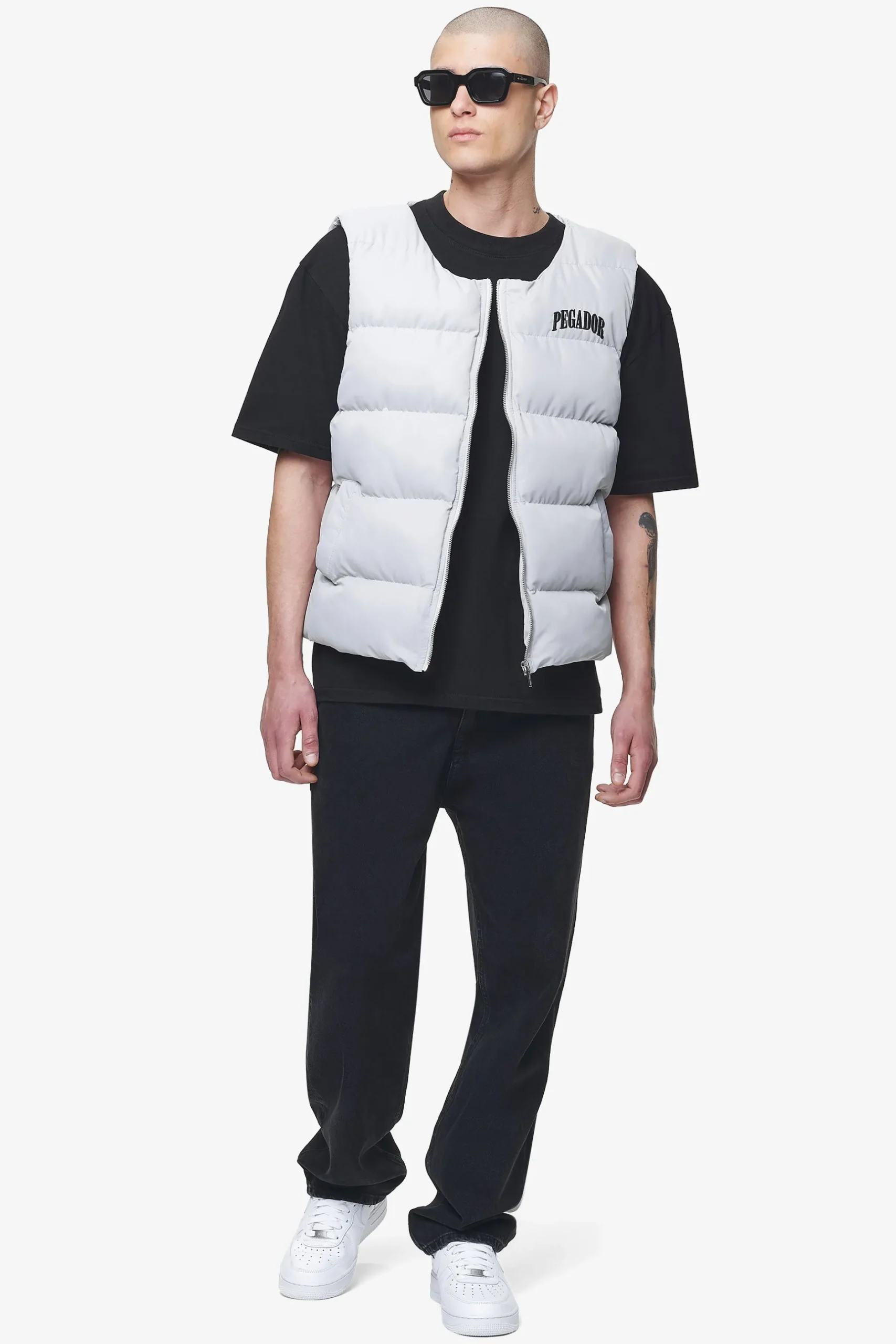 Pegador Vests|Aberdeen Round Neck Puffer Vest Dusk Grey