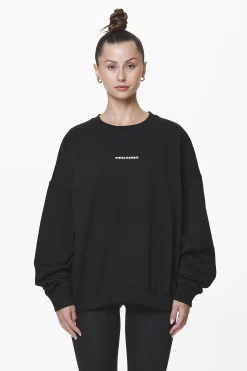 Pegador Sweaters|Aelva Logo Heavy Oversized Crew Neck Black