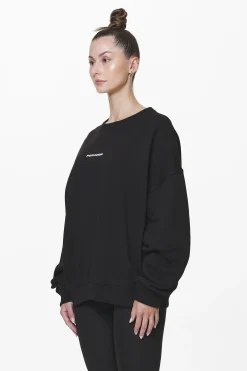 Pegador Sweaters|Aelva Logo Heavy Oversized Crew Neck Black
