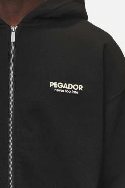 Pegador Hoodies|Zip Hoodies|Alchar Oversized Sweat Jacket Washed Black