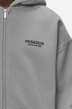Pegador Hoodies|Zip Hoodies|Alchar Oversized Sweat Jacket Washed Cool Grey