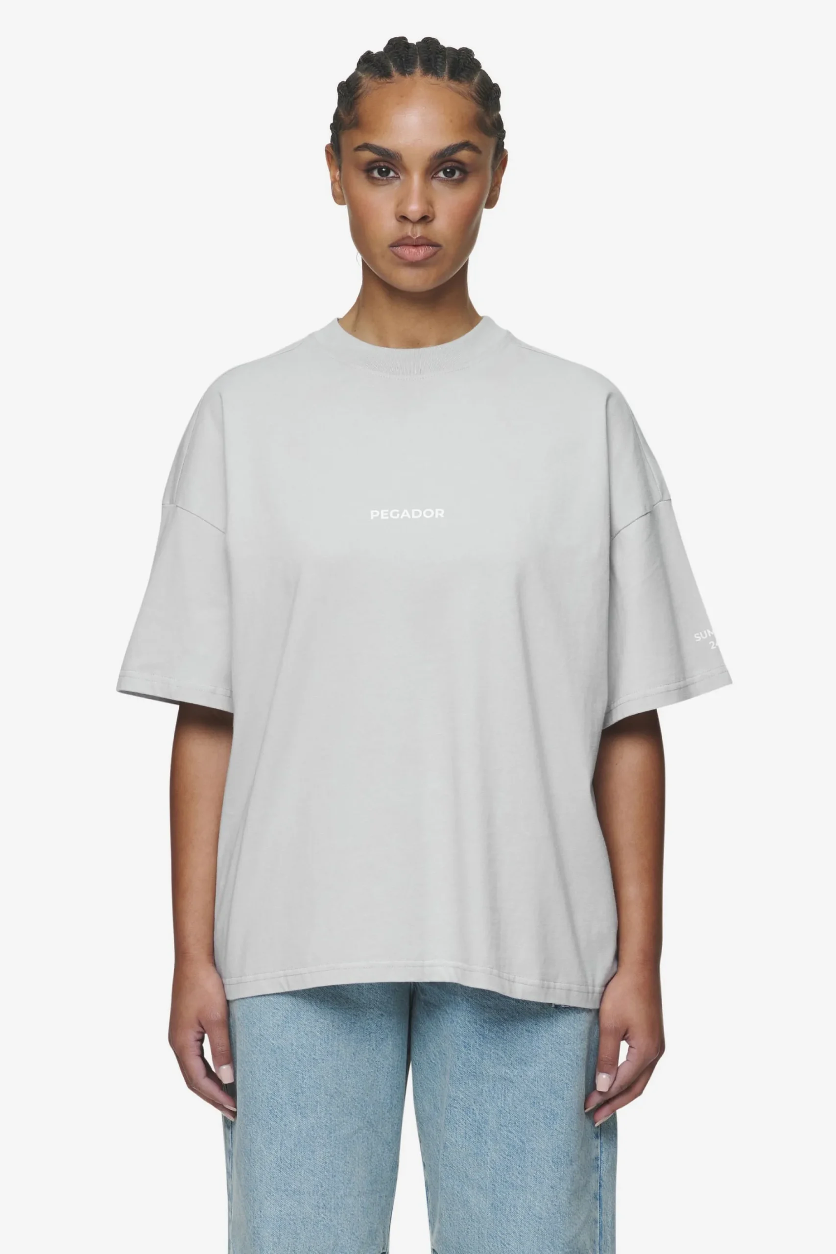 Pegador Tees|Aleja Heavy Oversized Tee Washed sky grey