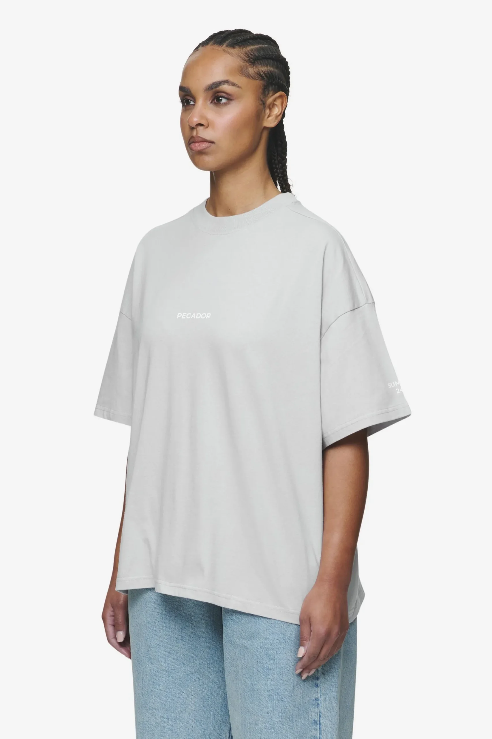 Pegador Tees|Aleja Heavy Oversized Tee Washed sky grey