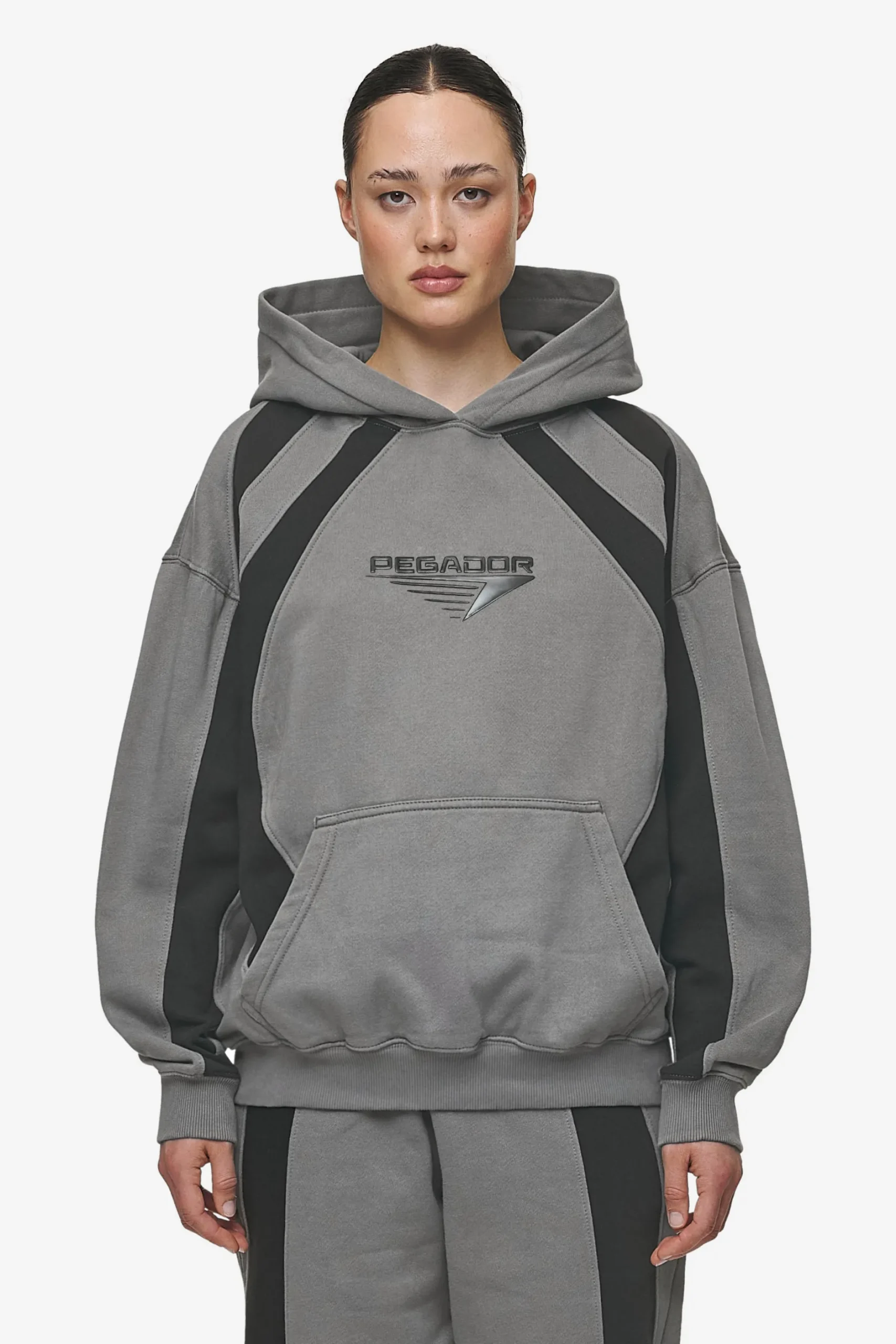 Pegador Hoodies|Amira Oversized Hoodie Washed Deep Grey Black