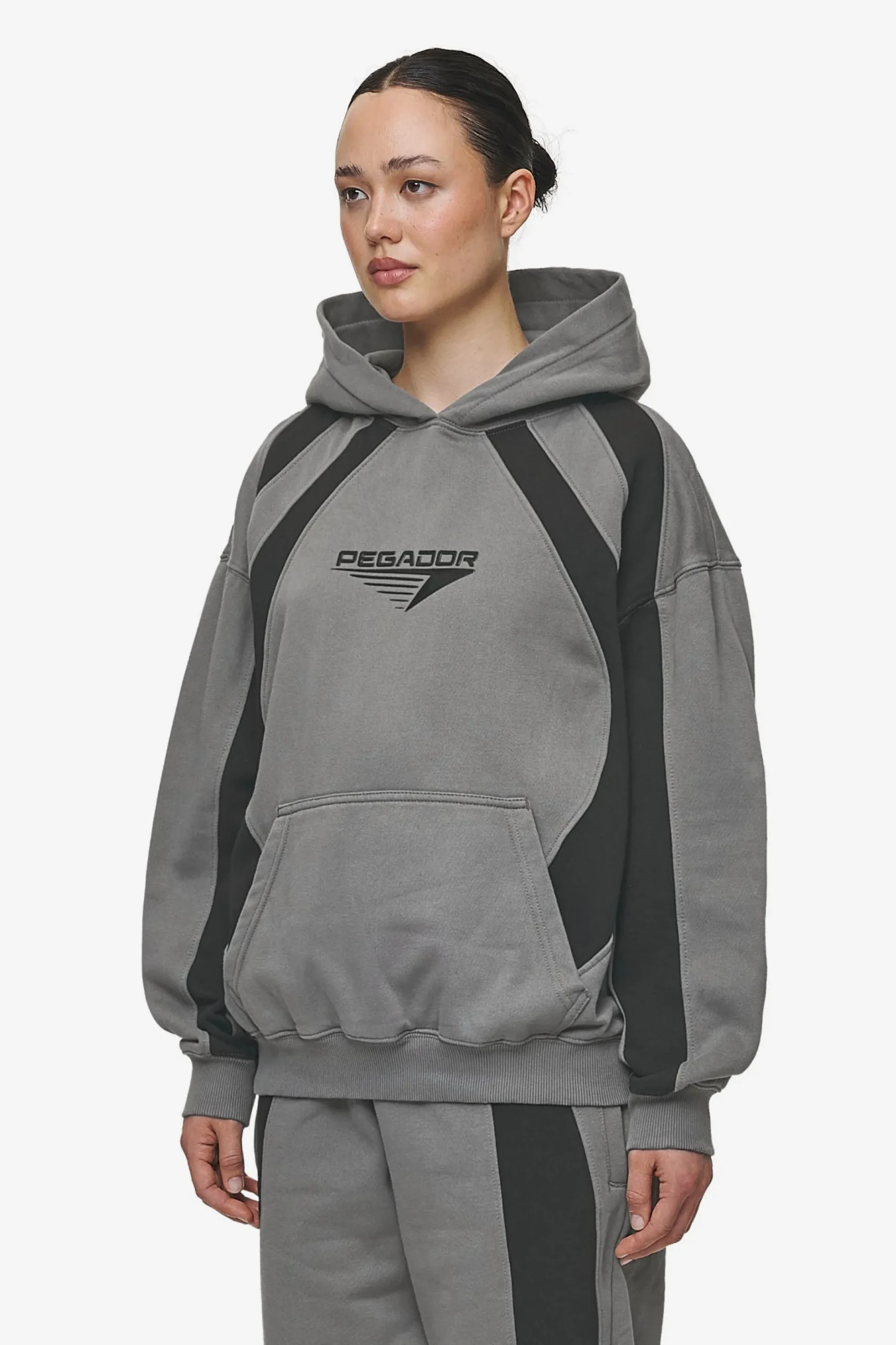 Pegador Hoodies|Amira Oversized Hoodie Washed Deep Grey Black