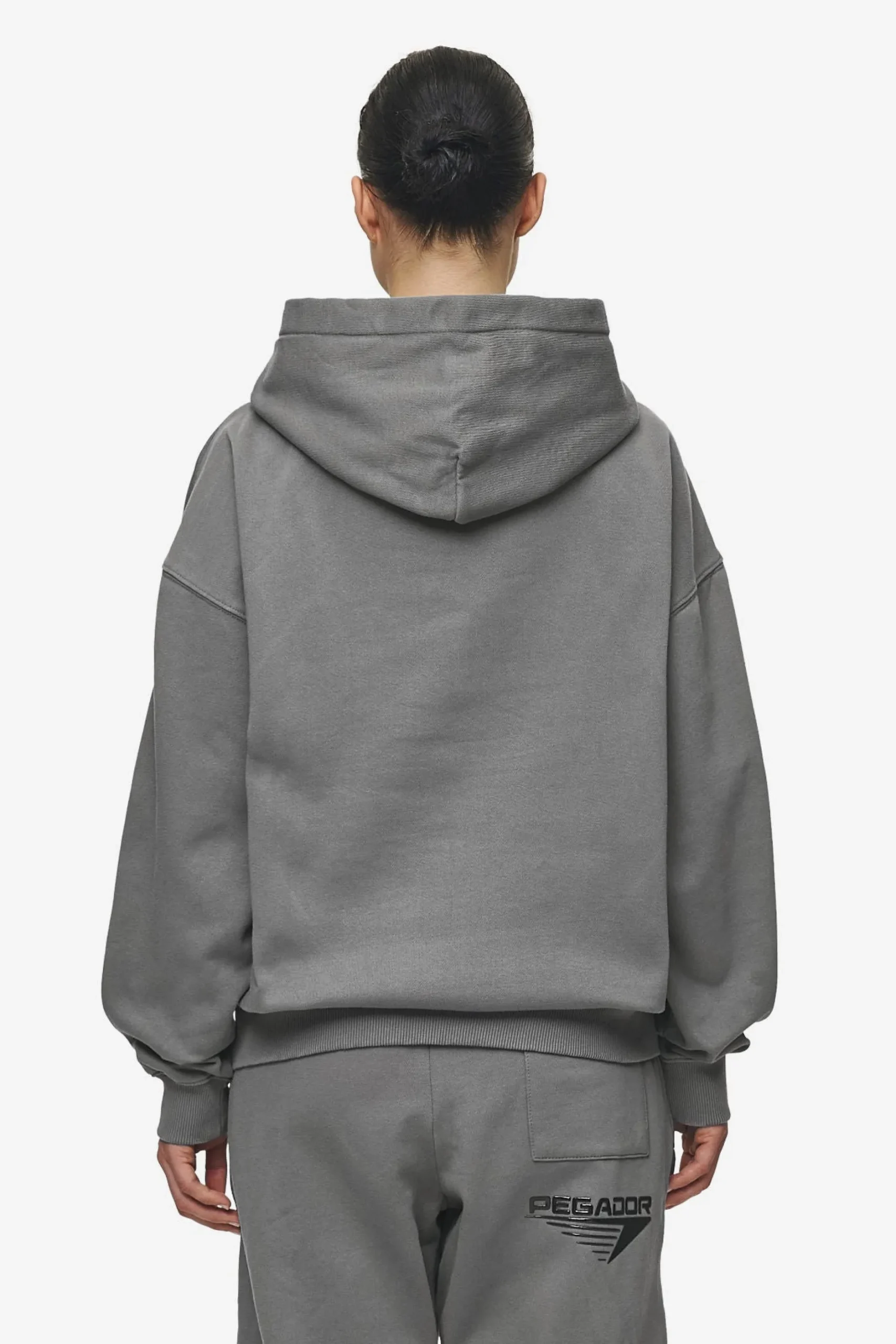 Pegador Hoodies|Amira Oversized Hoodie Washed Deep Grey Black