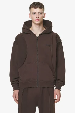 Pegador Hoodies|Zip Hoodies|Ancy Inside Out Terry Boxy Sweat Jacket Washed Oak Brown