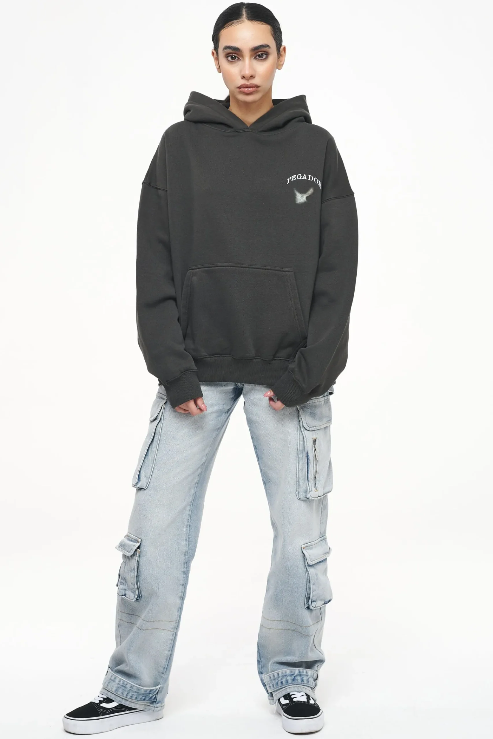 Pegador Hoodies|Angel Oversized Hoodie Vintage Washed Iron Grey