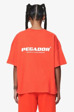 Pegador Tees|Arendal Logo Heavy Oversized Tee Washed Signal Red