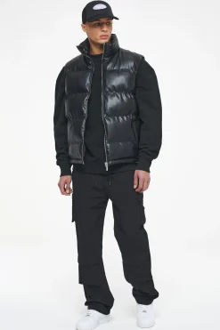 Pegador Vests|Arid Faux Leather Vest Black Ink