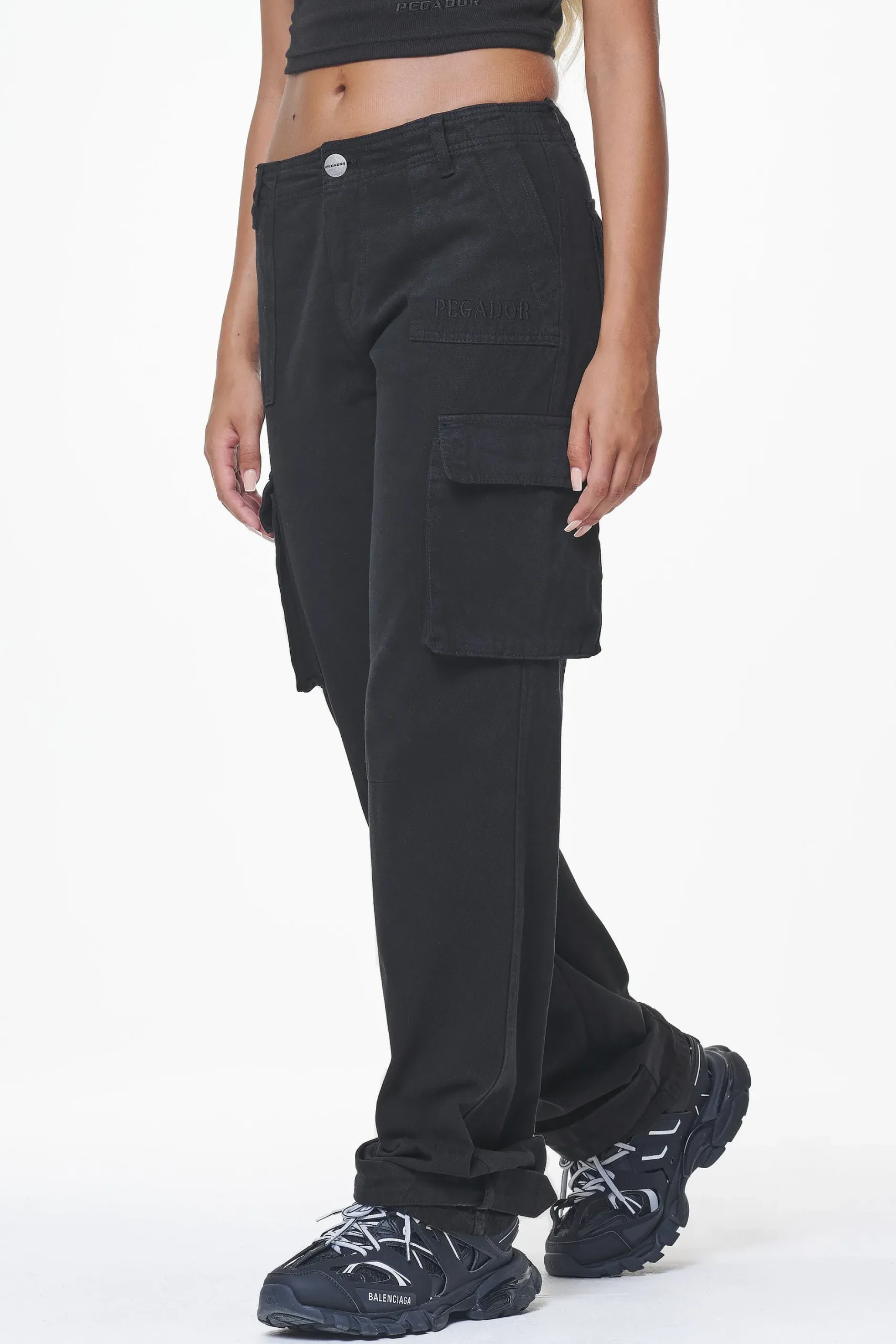 Pegador Pants|Arlia Wide Cargo Pants Black