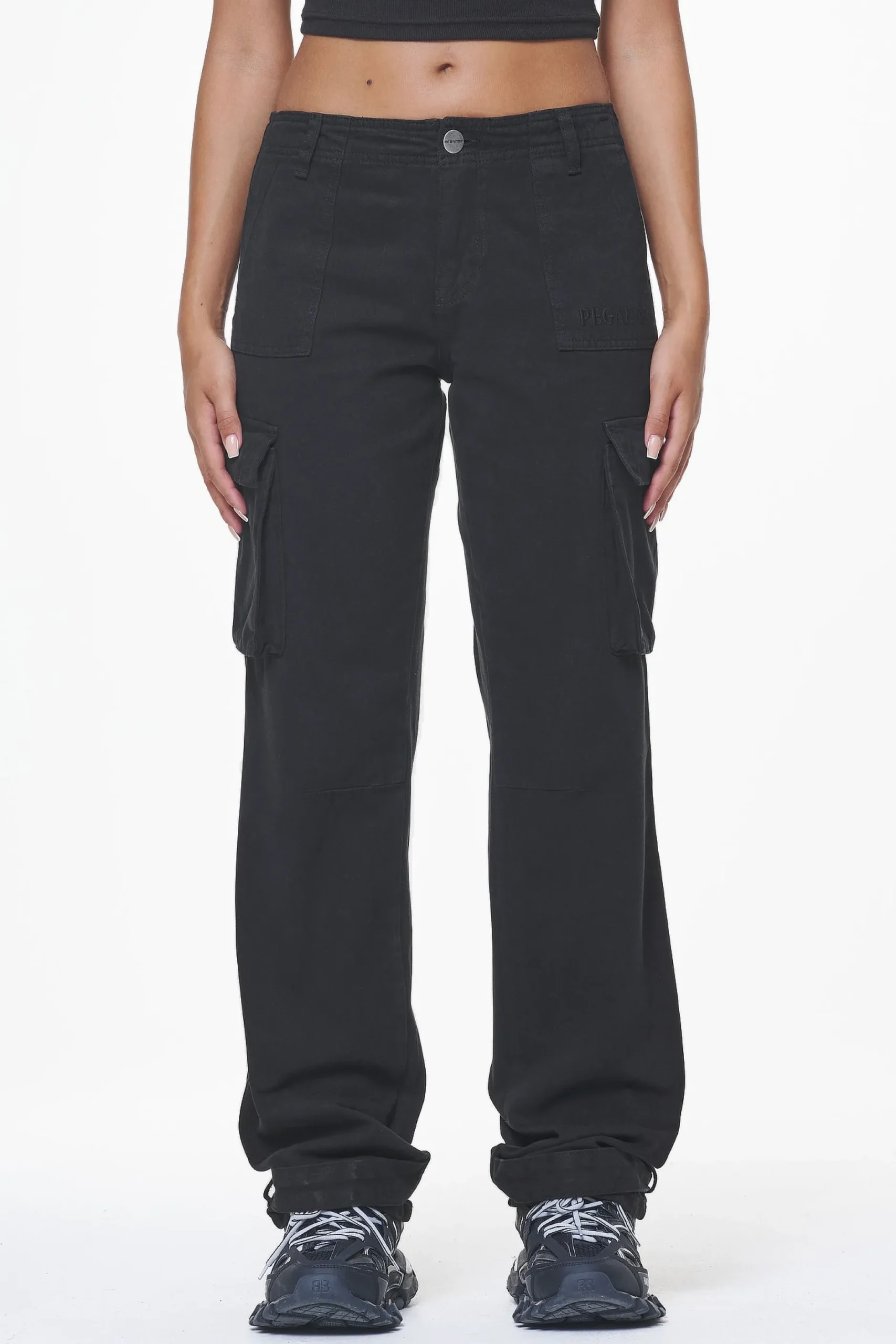 Pegador Pants|Arlia Wide Cargo Pants Black