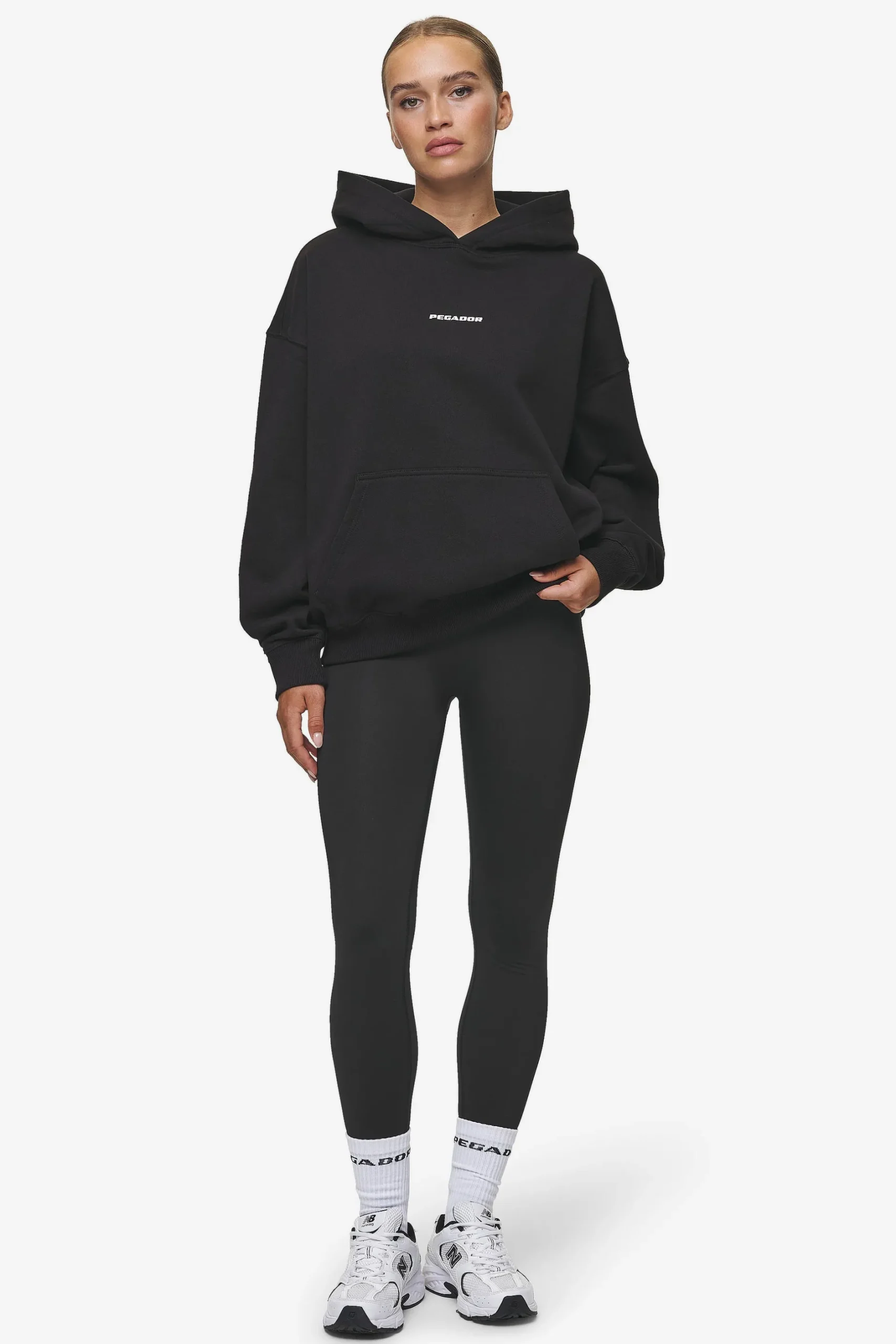Pegador Hoodies|Atna Logo Oversized Hoodie White Black