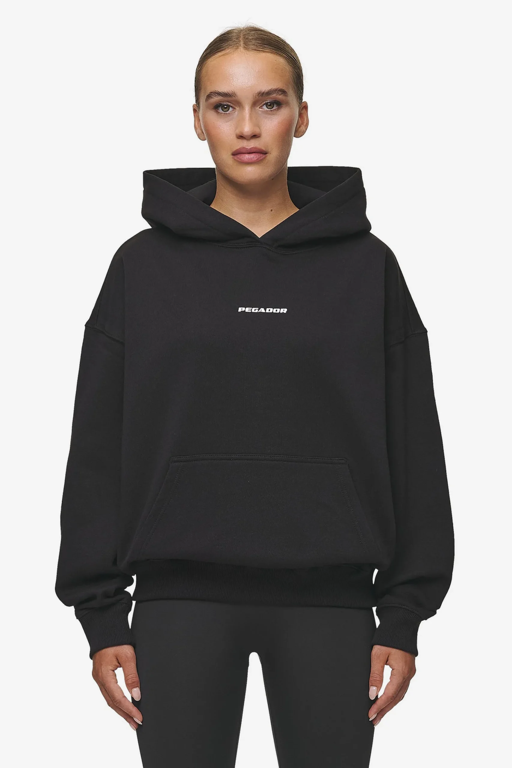 Pegador Hoodies|Atna Logo Oversized Hoodie White Black