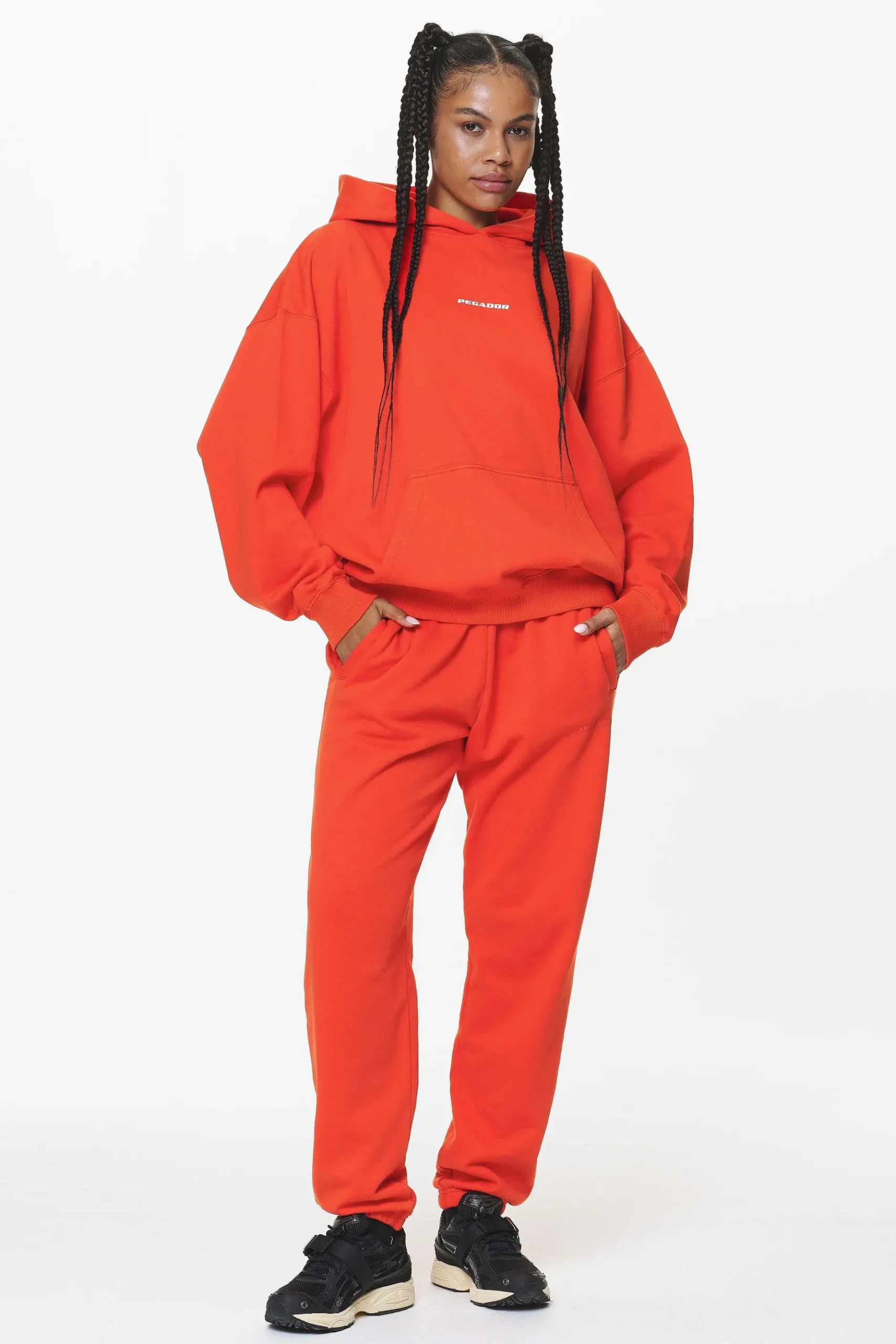 Pegador Hoodies|Atna Logo Oversized Hoodie Washed Signal Red