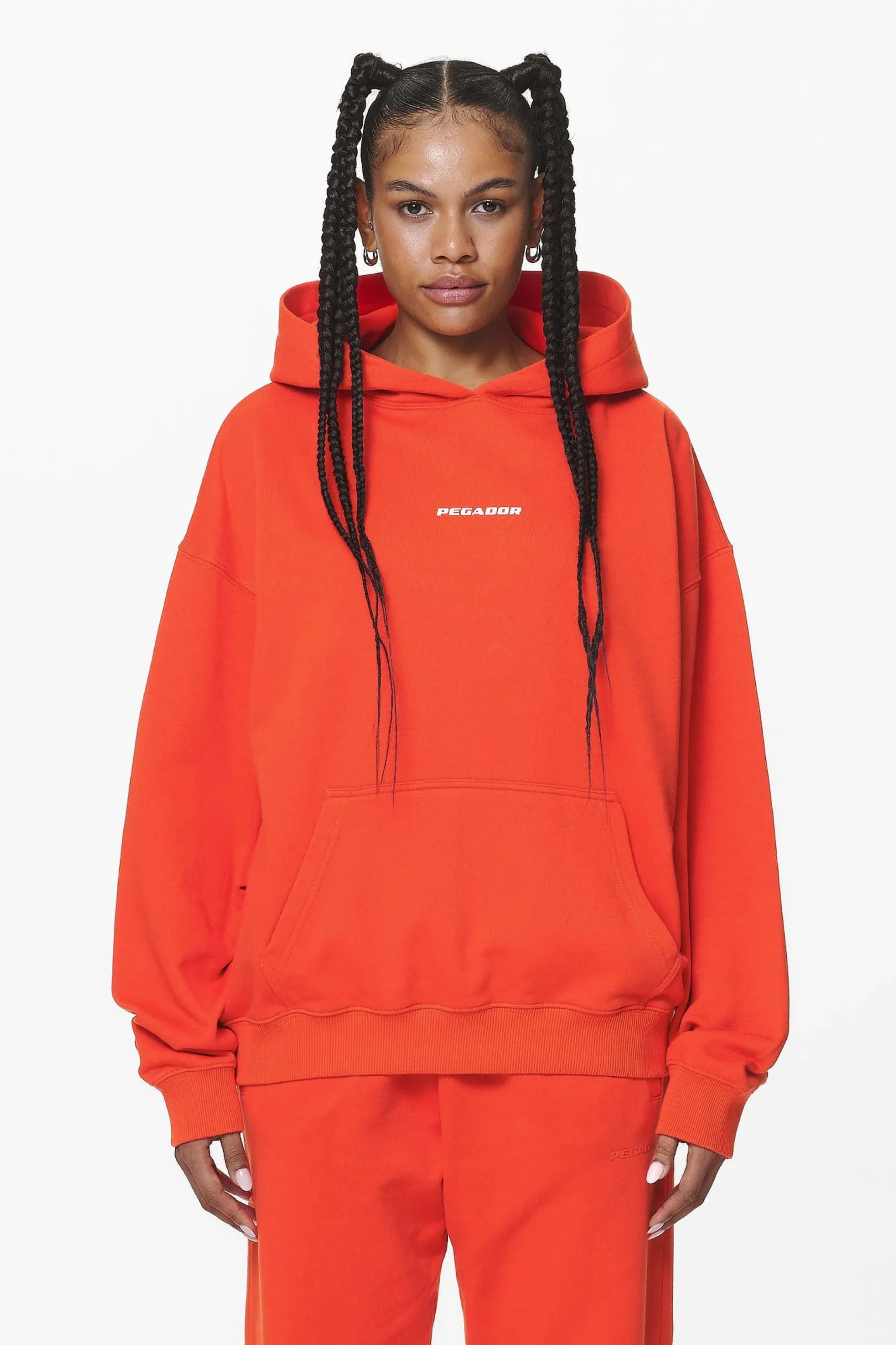 Pegador Hoodies|Atna Logo Oversized Hoodie Washed Signal Red