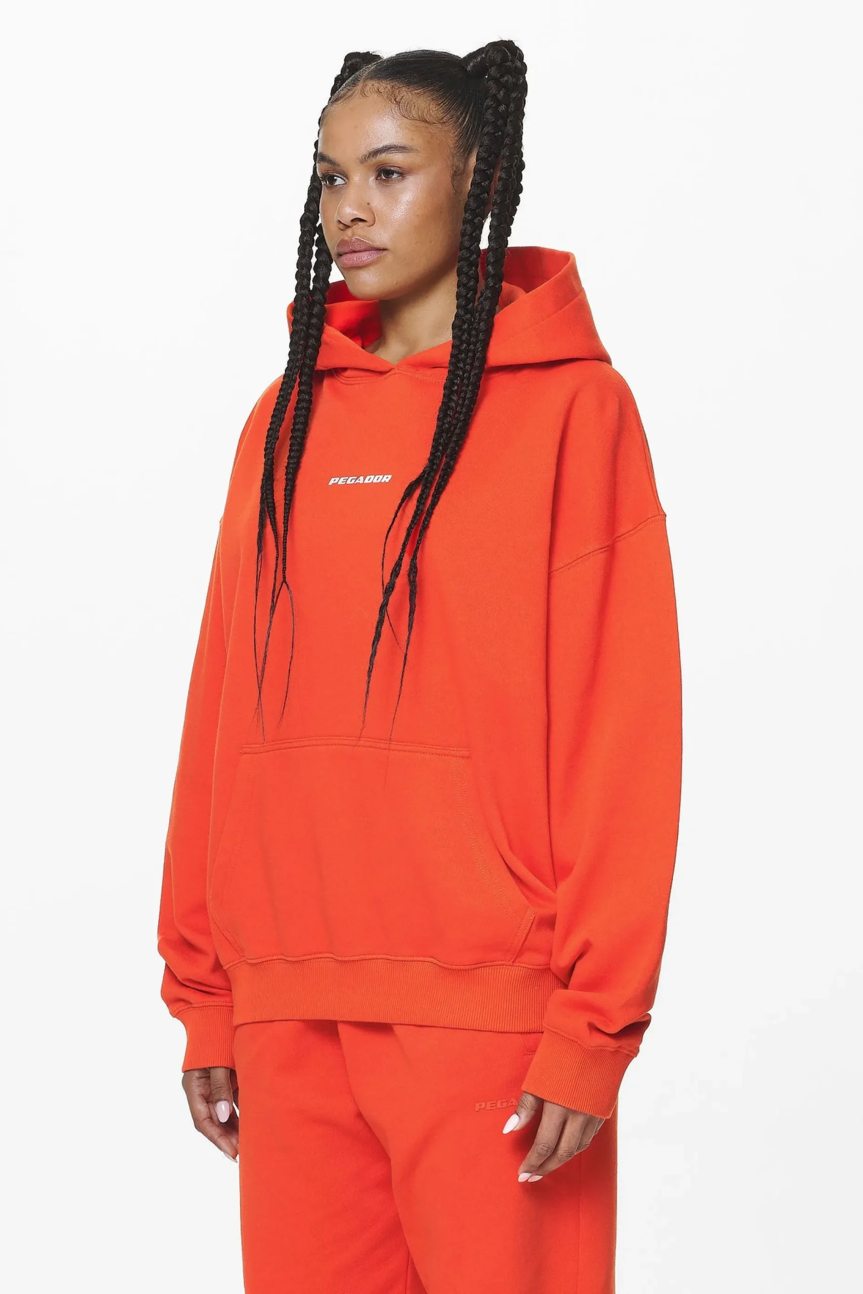Pegador Hoodies|Atna Logo Oversized Hoodie Washed Signal Red