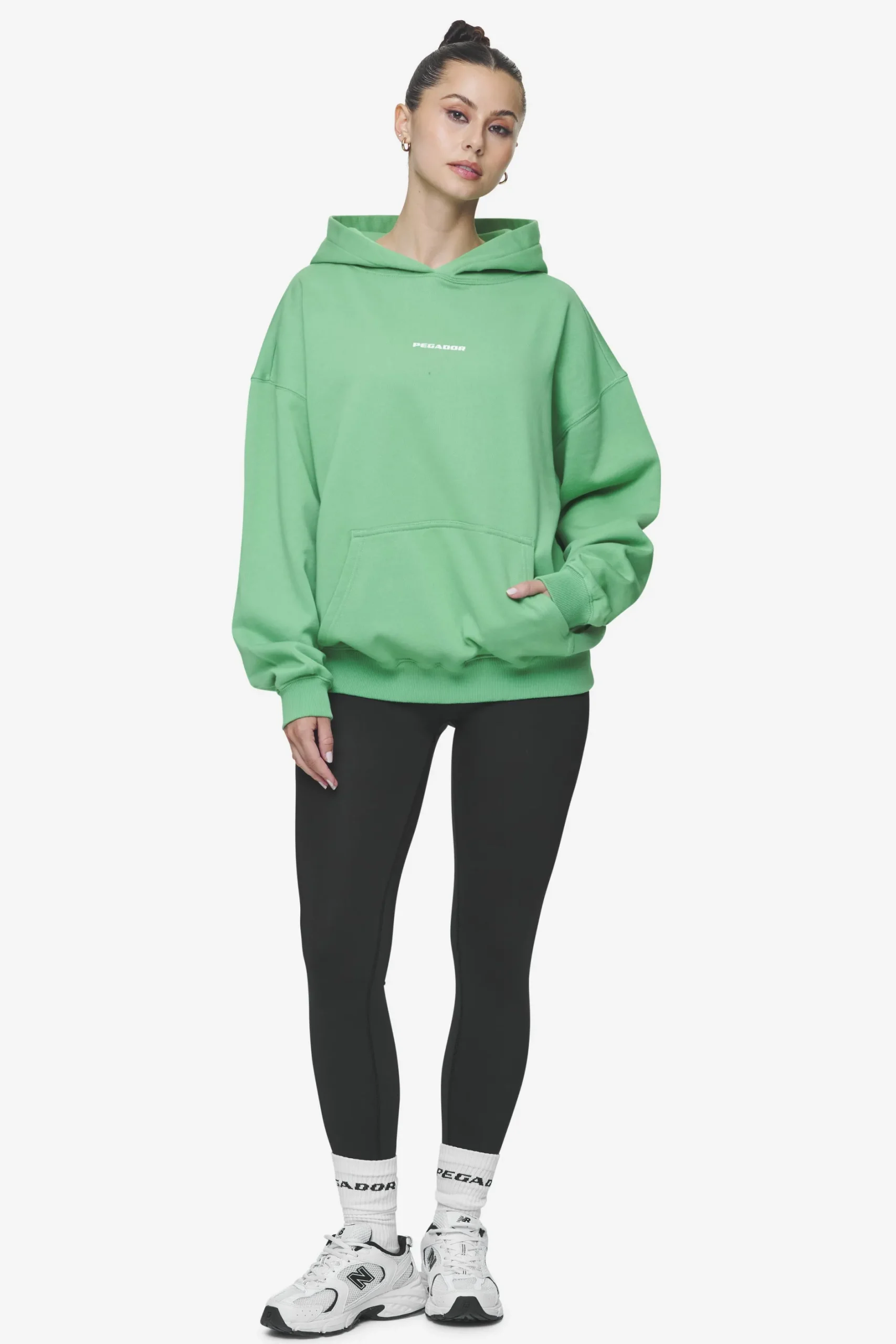 Pegador Hoodies|Atna Logo Oversized Hoodie White Washed peppermint green
