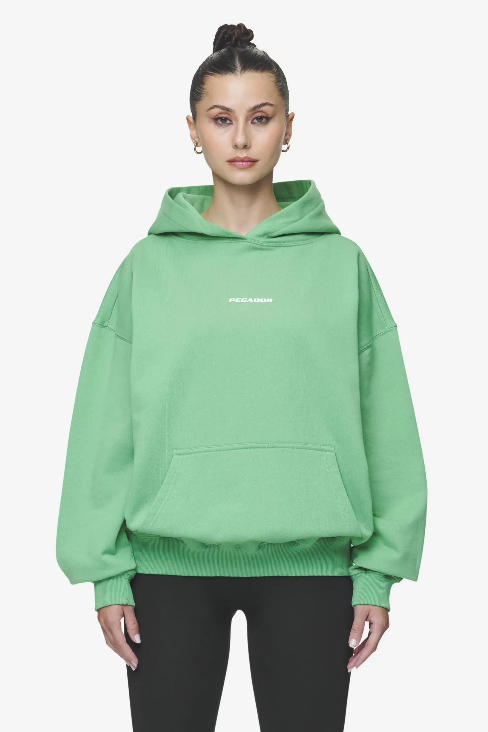 Pegador Hoodies|Atna Logo Oversized Hoodie White Washed peppermint green