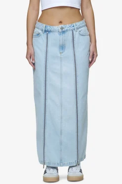Pegador Jeans|Aya Denim Midi Zip Skirt Washed Light Blue