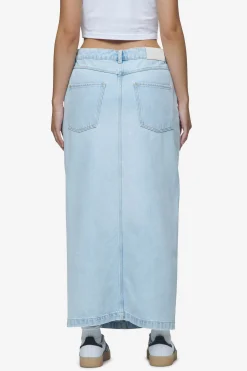 Pegador Jeans|Aya Denim Midi Zip Skirt Washed Light Blue