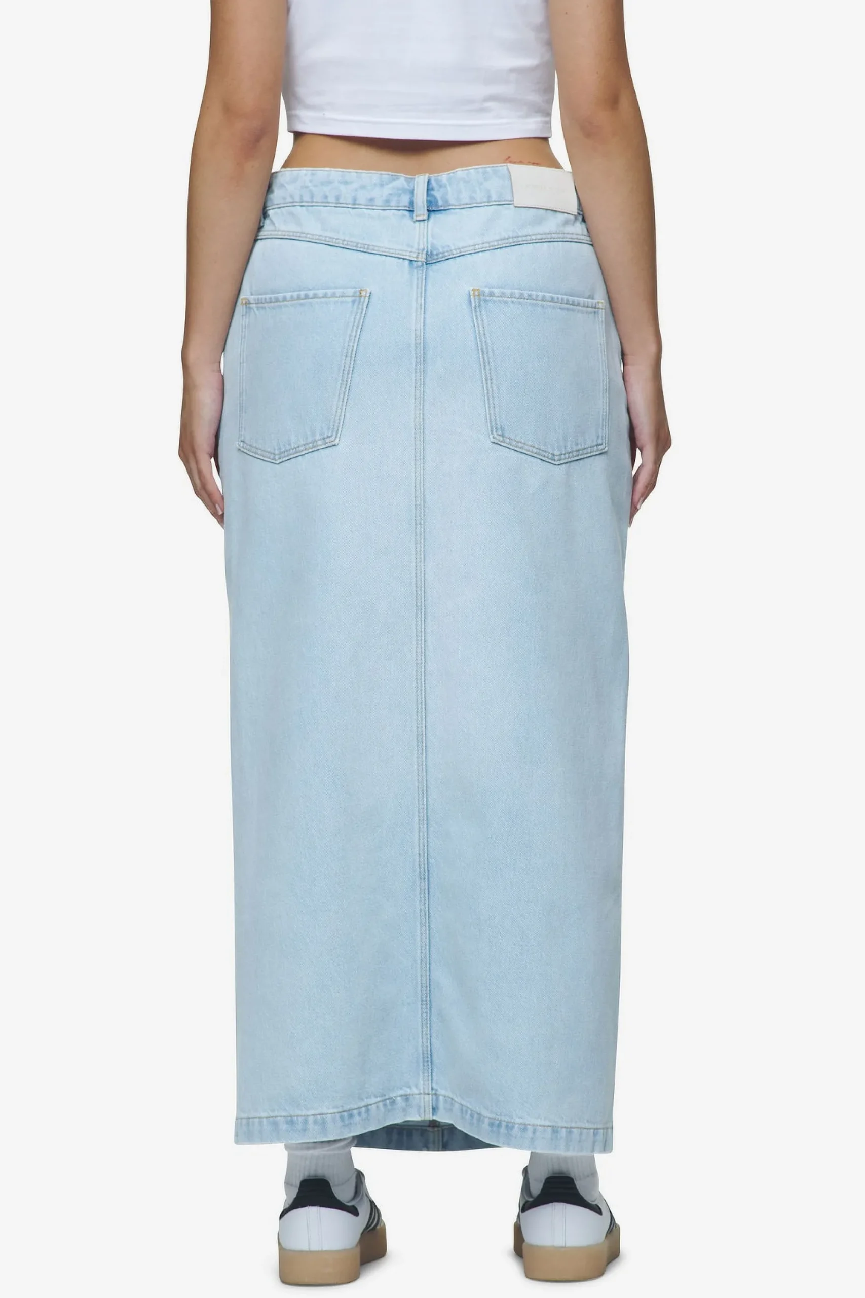Pegador Jeans|Aya Denim Midi Zip Skirt Washed Light Blue