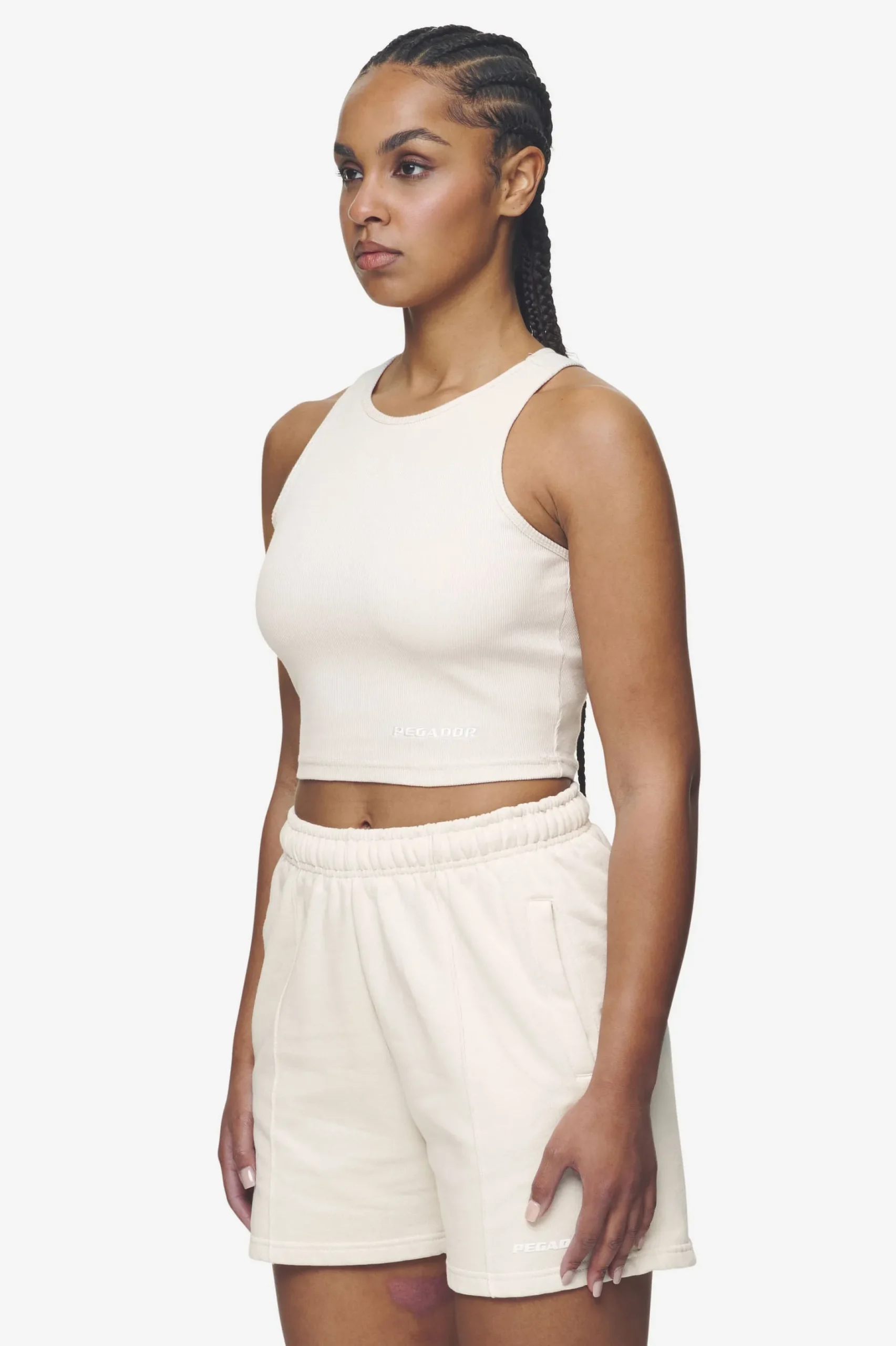 Pegador Tops|Ayla Crop Top White Washed coast sand