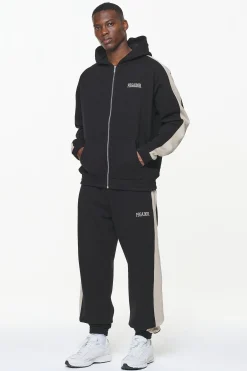 Pegador Hoodies|Zip Hoodies|Aytoun Raglan Sweat Jacket Vintage Washed Onyx Black