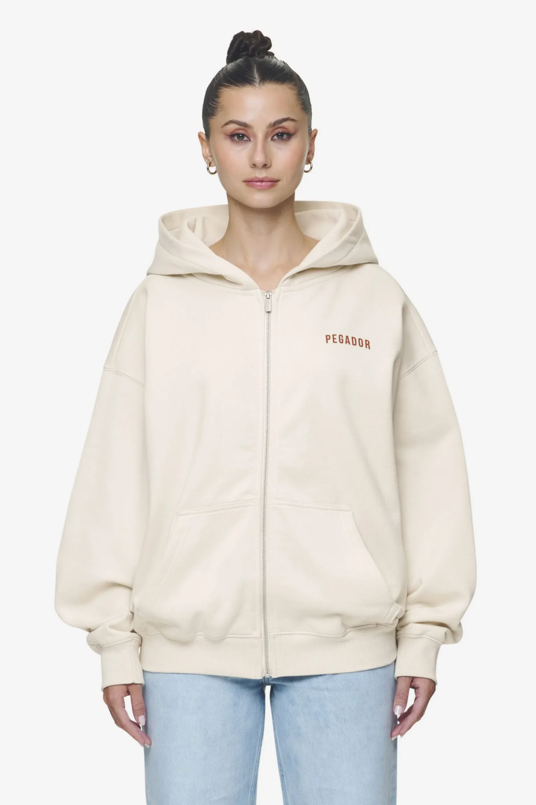 Pegador Hoodies|Zip Hoodies|Balari Oversized Sweat Jacket Washed Coast Sand