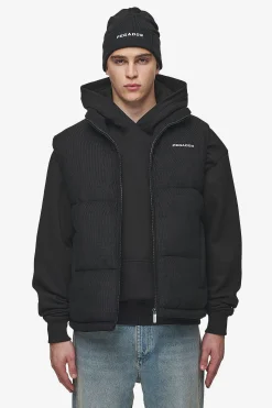Pegador Vests|Bardon Cord Puffer Vest Black