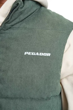 Pegador Vests|Bardon Cord Puffer Vest Forest Green