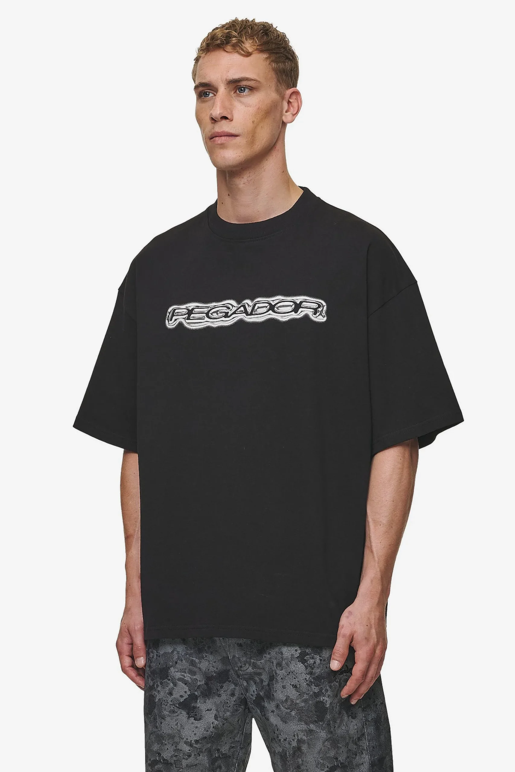 Pegador Tees|Baxter Boxy Tee Washed Black