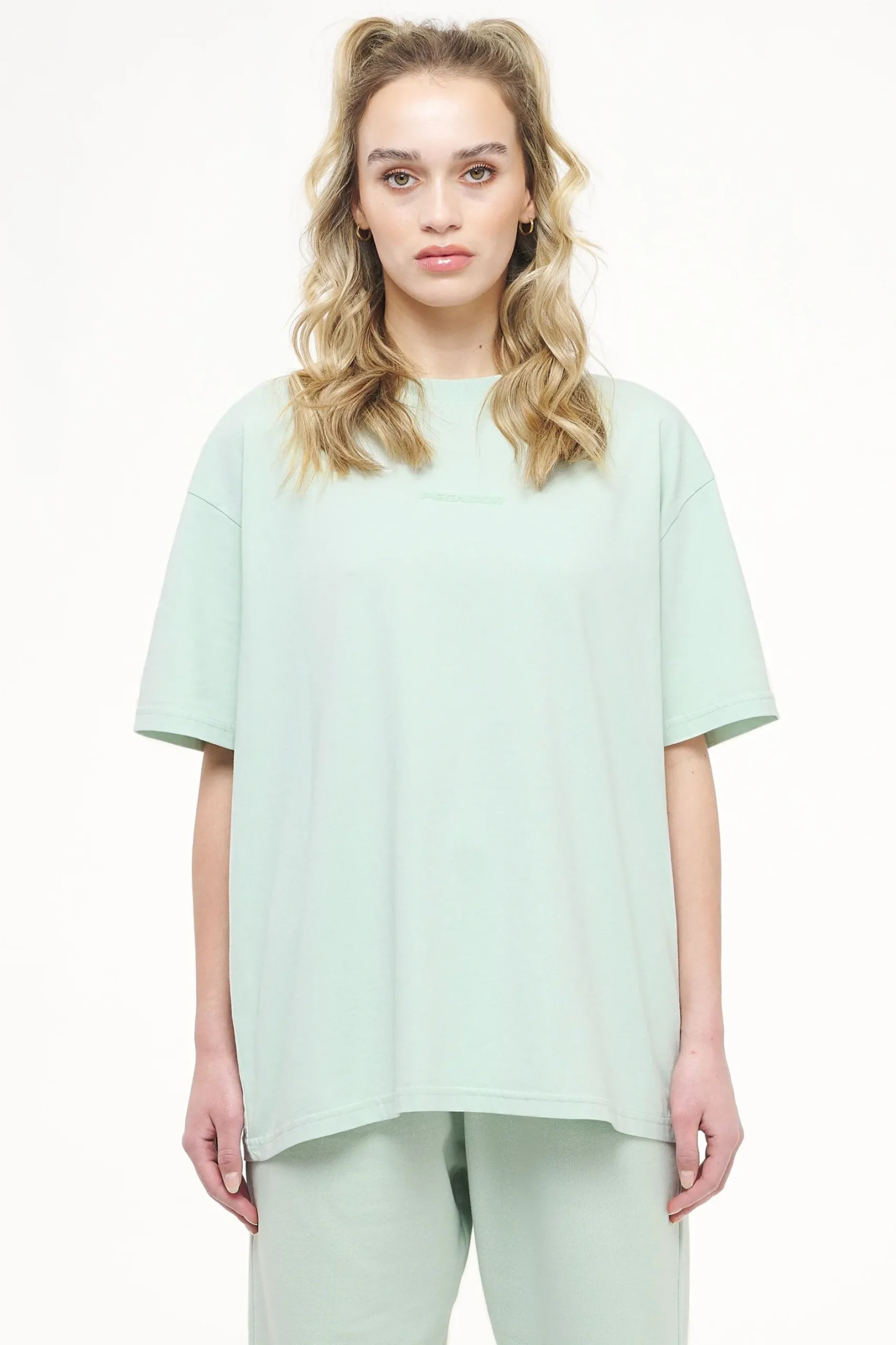 Pegador Tees|Beverly Logo Oversized Tee Vintage Washed Milky Green Gum