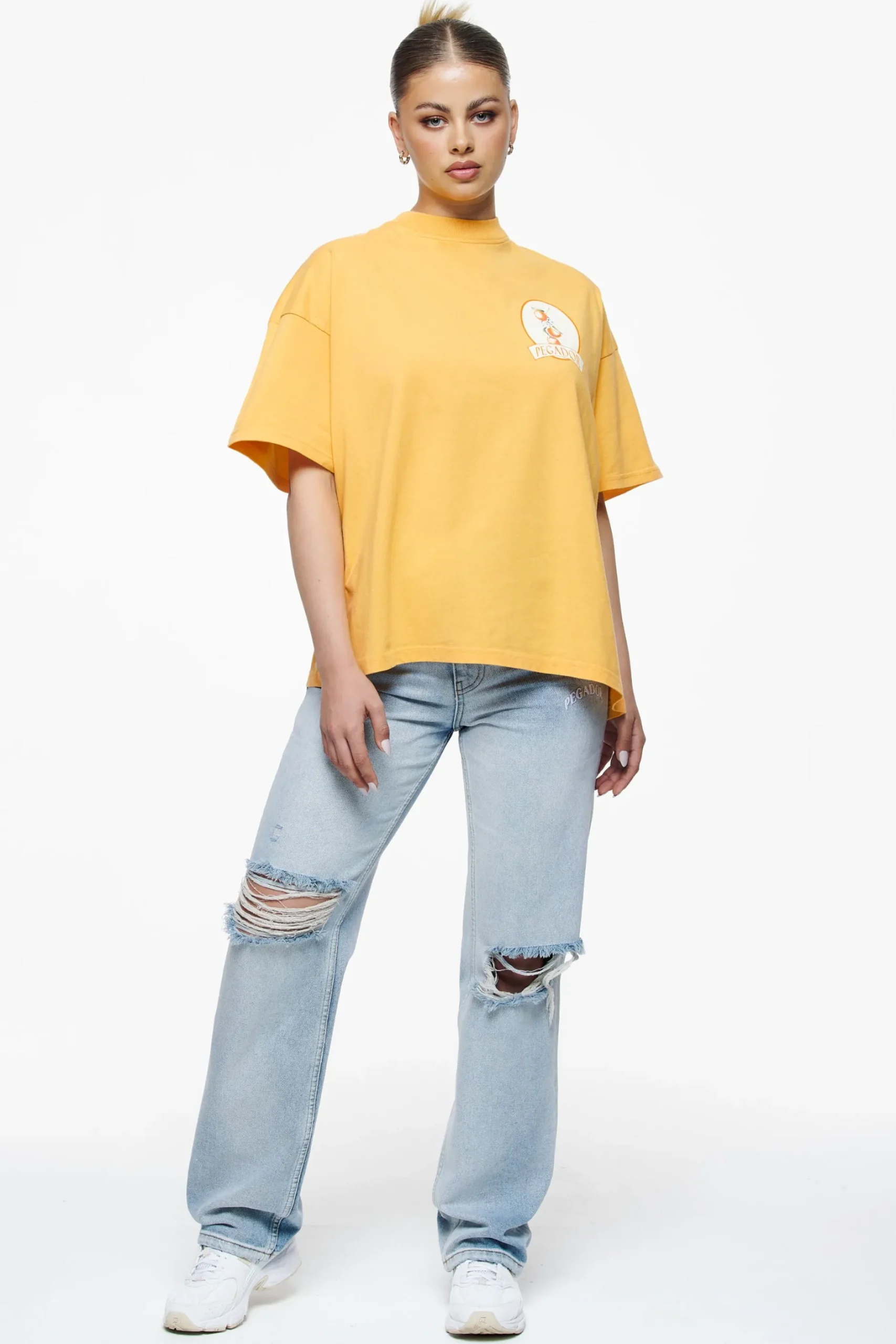 Pegador Tees|Brenda Heavy Oversized Tee Vintage Washed Golden Sun