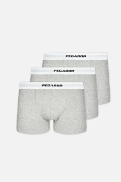 Pegador Underwear|Camino Boxershorts Single Logo 3 Pack Grey Melange White