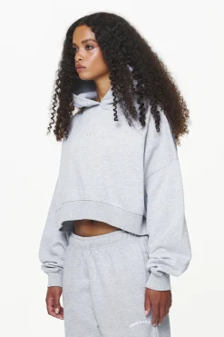 Pegador Hoodies|Chancery Oversized Cropped Hoodie Grey Melange