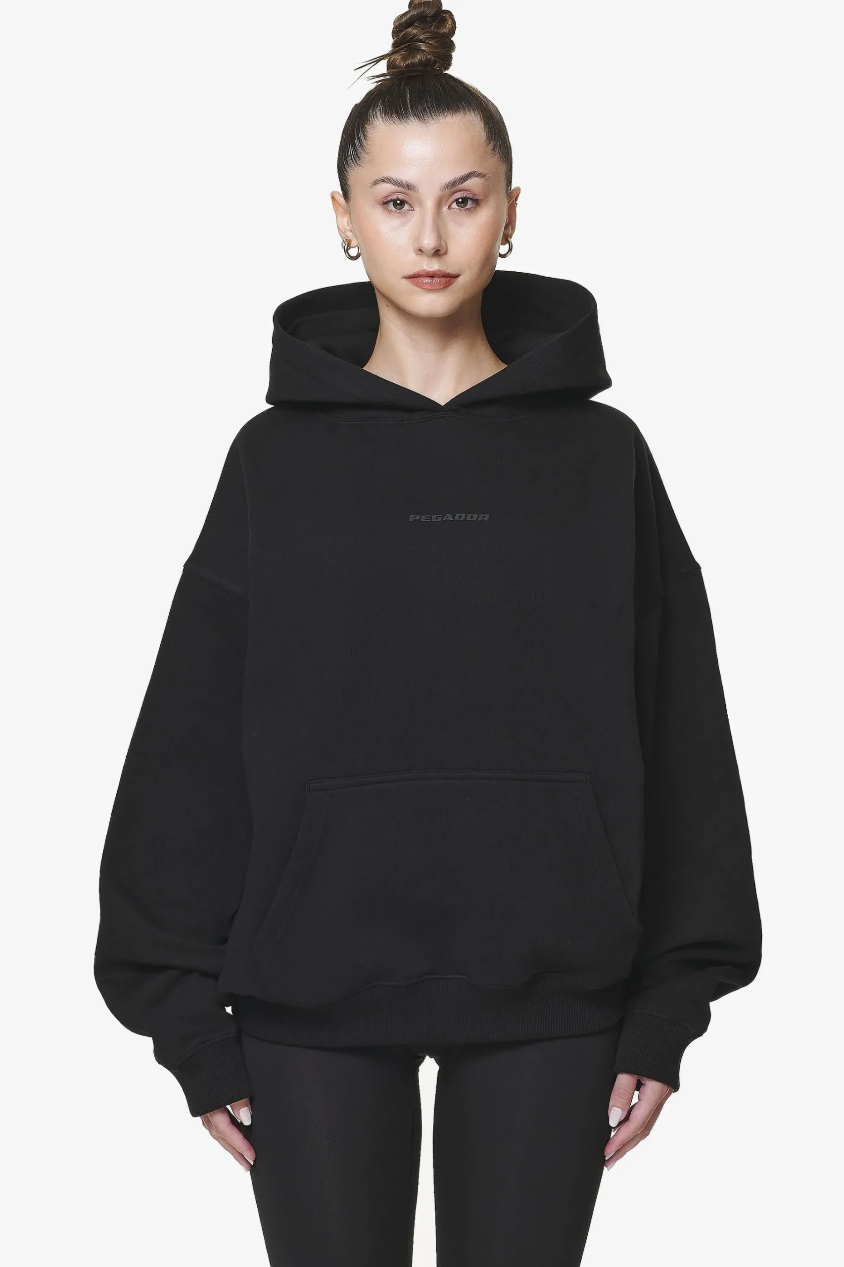 Pegador Hoodies|Clarita Logo Oversized Hoodie Black Gum