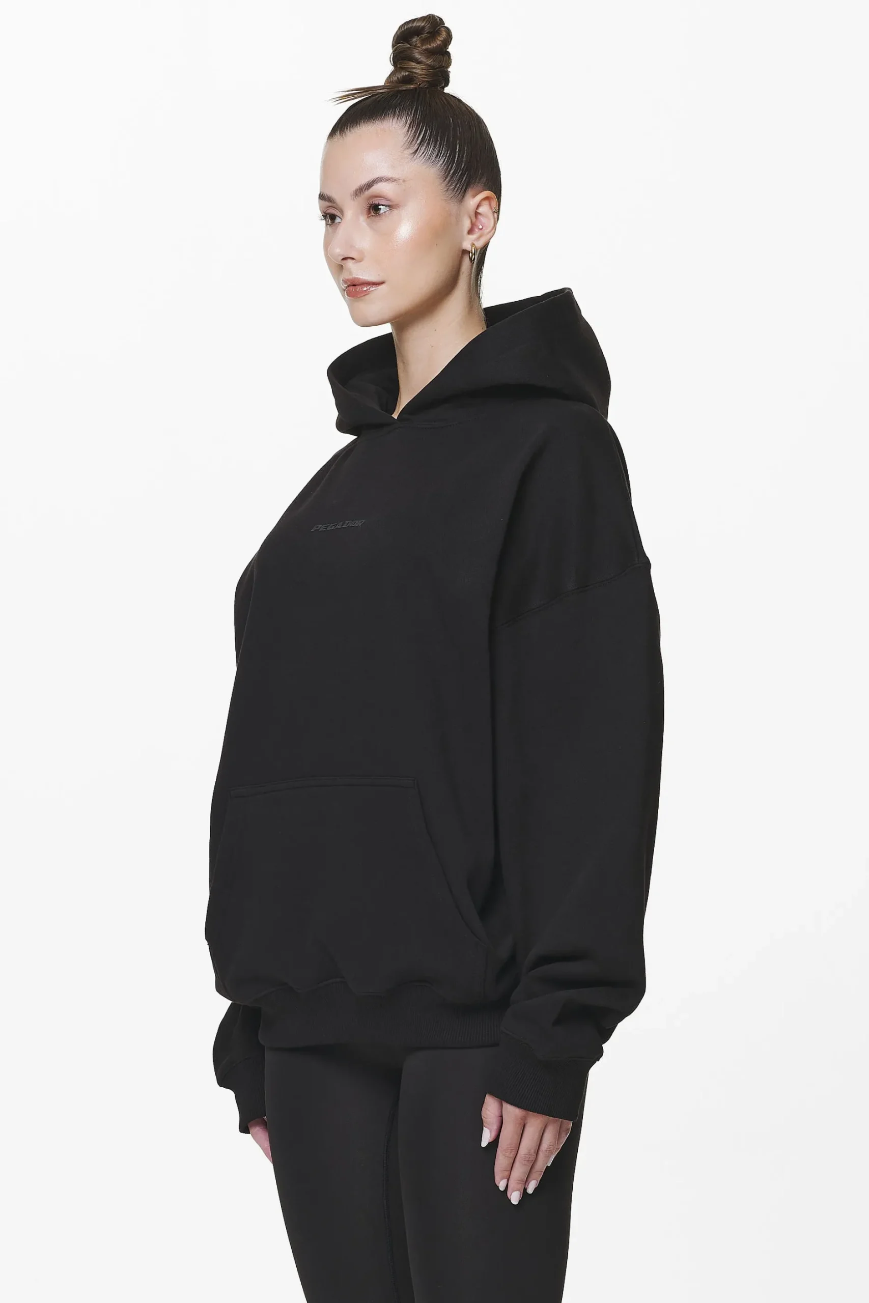 Pegador Hoodies|Clarita Logo Oversized Hoodie Black Gum
