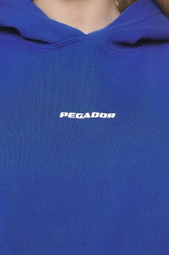 Pegador Hoodies|Clarita Logo Oversized Hoodie Washed True Blue White Gum