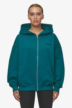 Pegador Hoodies|Zip Hoodies|Clarita Oversized Sweat Jacket Washed Urban Turquoise Black Gum