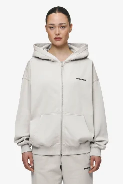 Pegador Hoodies|Zip Hoodies|Clarita Oversized Sweat Jacket Washed Moon Grey Black Gum