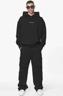 Pegador Hoodies|Colne Logo Oversized Hoodie Black Signal Red