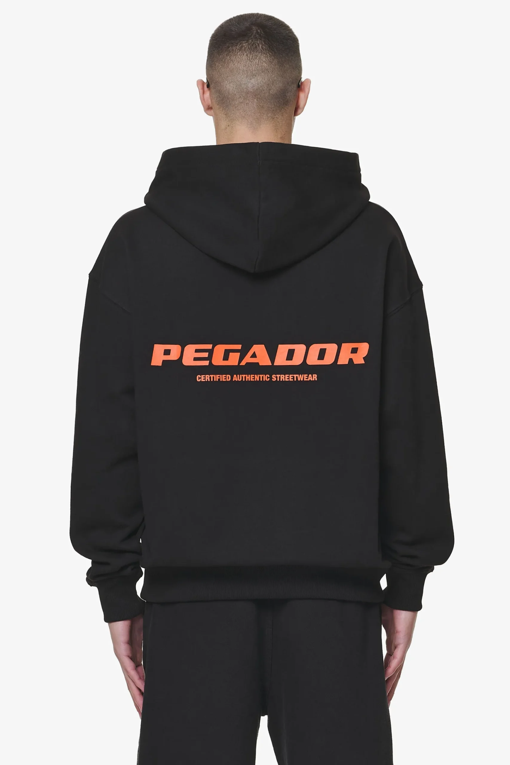 Pegador Hoodies|Colne Logo Oversized Hoodie Black Signal Red