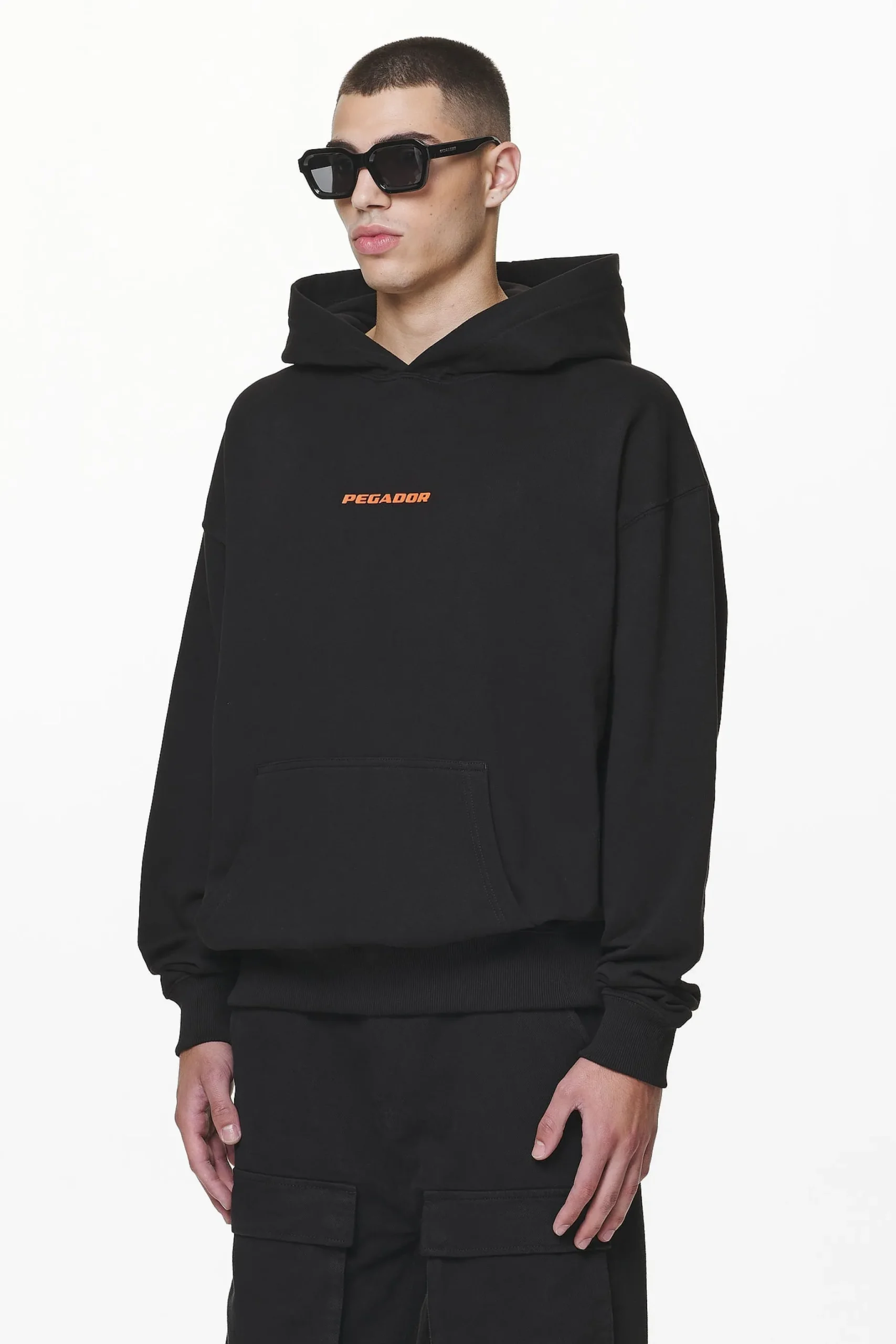 Pegador Hoodies|Colne Logo Oversized Hoodie Black Signal Red