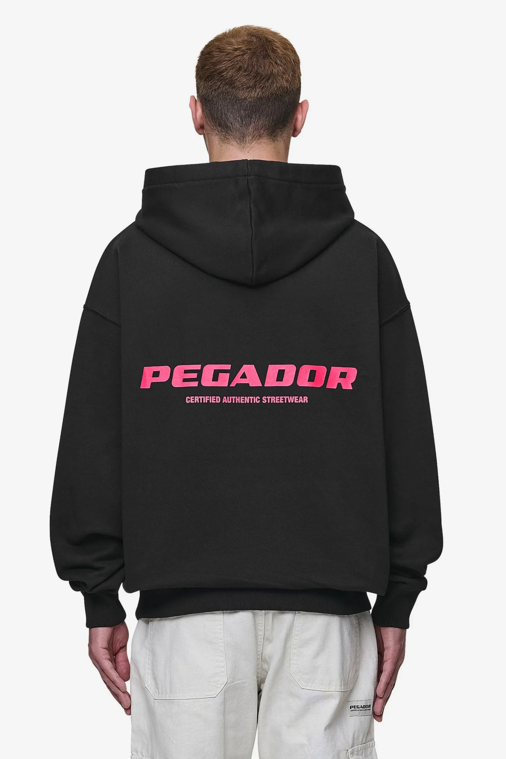 Pegador Hoodies|Colne Logo Oversized Hoodie Washed Black Virtual Pink
