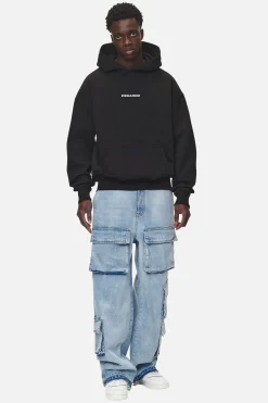 Pegador Hoodies|Colne Logo Oversized Hoodie Washed Black