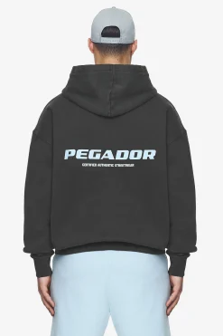 Pegador Hoodies|Colne Logo Oversized Hoodie Baby Blue Vintage black
