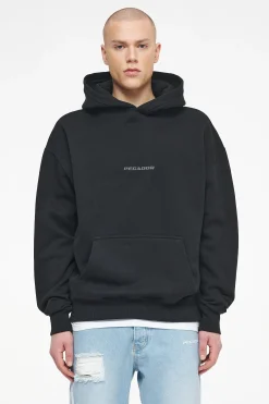Pegador Hoodies|Colne Logo Oversized Hoodie Vintage Washed Black Ink Gum