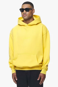 Pegador Hoodies|Colne Logo Oversized Hoodie Vintage Washed Solar Yellow Gum