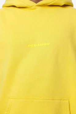 Pegador Hoodies|Colne Logo Oversized Hoodie Vintage Washed Solar Yellow Gum
